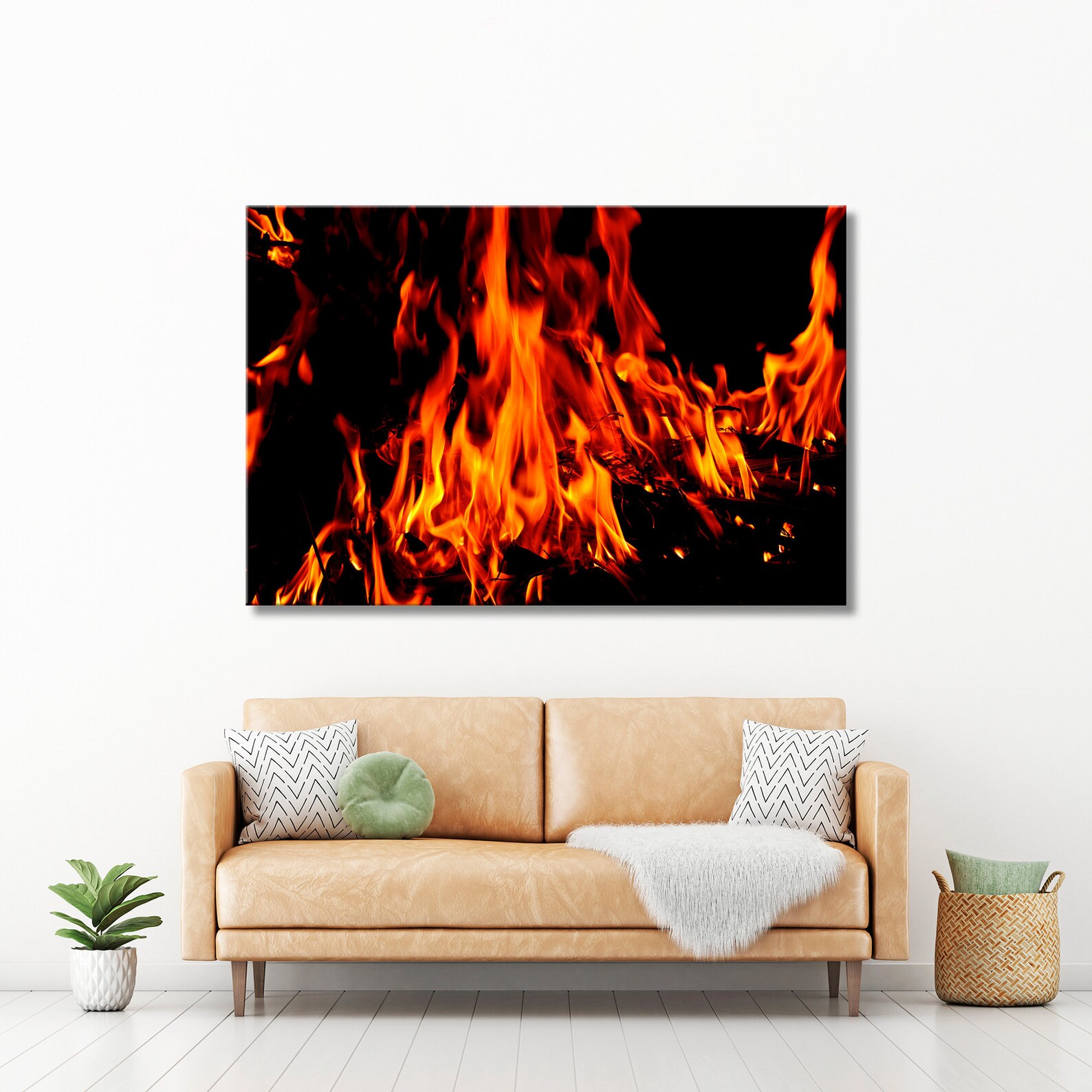 Black Red Wall Art Flame Canvas Art Black Red Abstraction Etsy