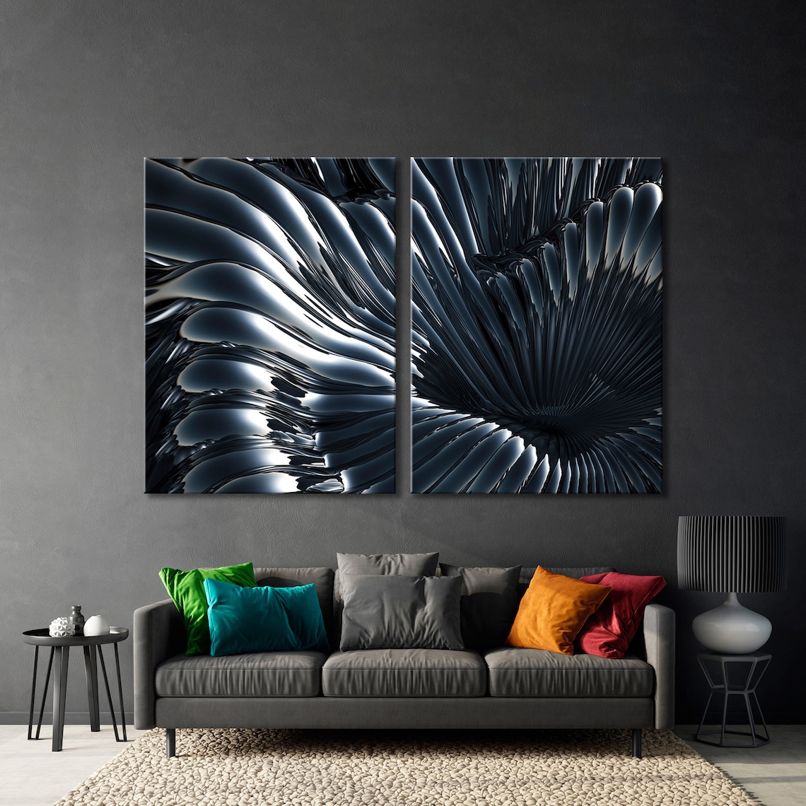 Metal Decor Print Abstract Canvas Art Metal Background Wall Etsy