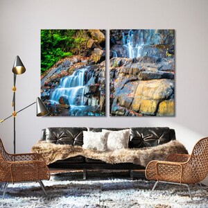 Waterfall Wall Art, Forest Canvas Print, Nature Wall Art, Mountains Wall Art, River Canvas Art, Sceneries Canvas Print, Stones Canvas Print