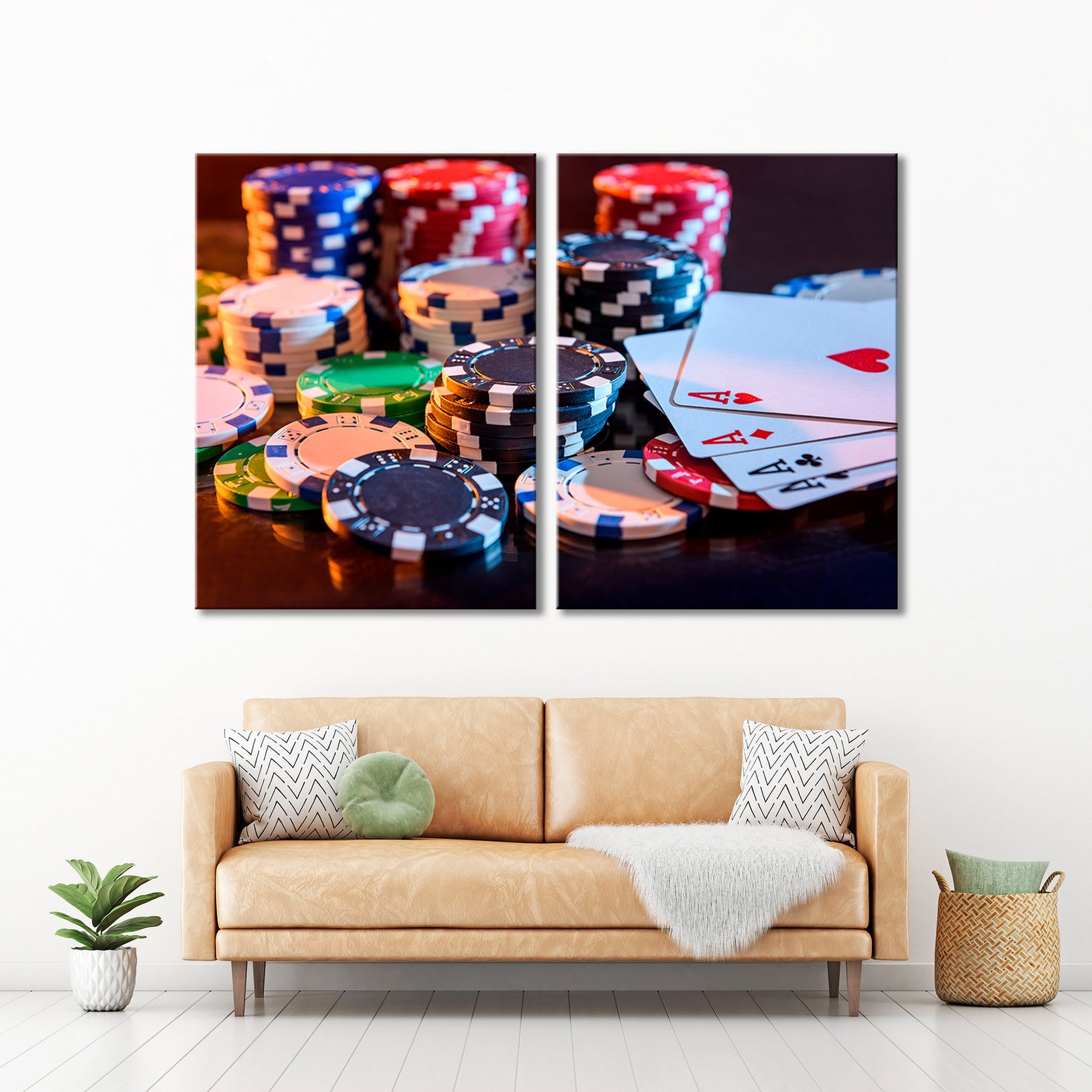 Playing Cards Canvas Art Poker Chips Wall Art Poker Chips Etsy