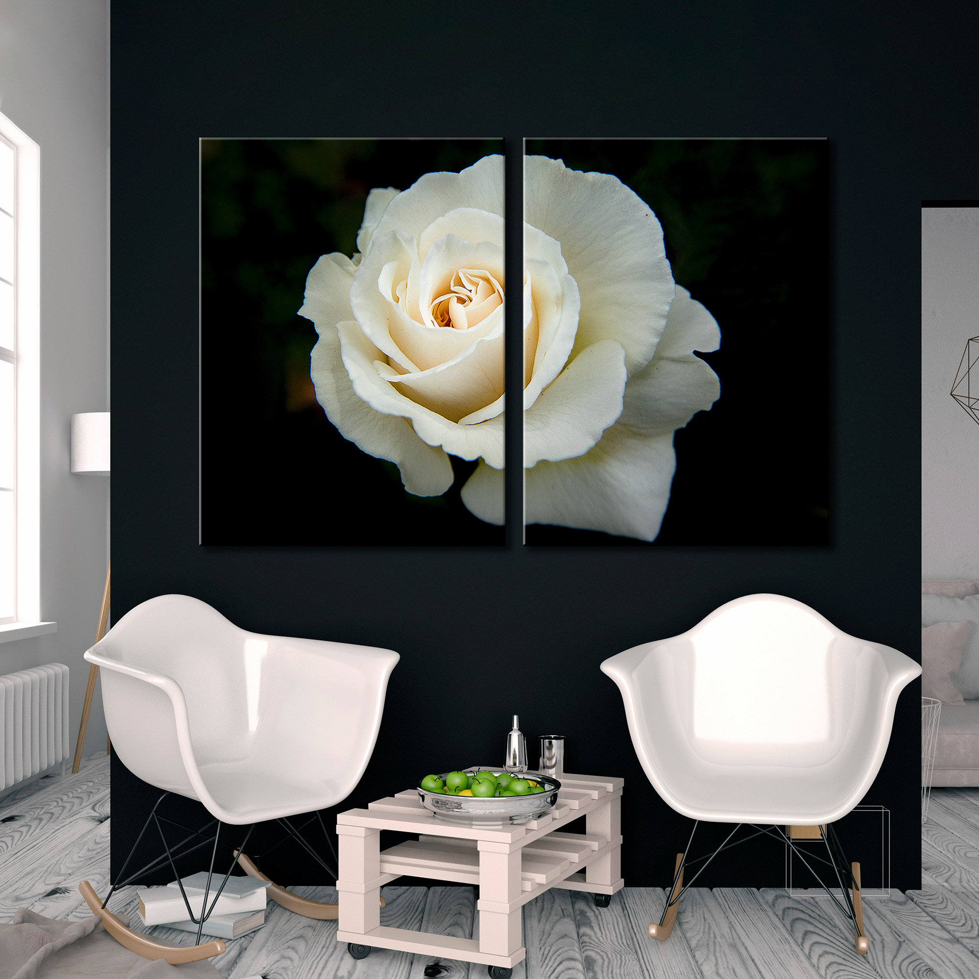White Rose Canvas Print White Rose Wall Art White Rose Black Etsy