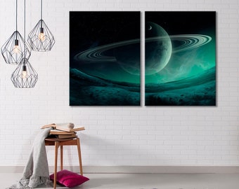 Night Sky Canvas Print, Fantasy Decor Print, Fantasy Space Canvas Art, Planet Canvas, Fantasy Wall Art, Space Decor Print, Black Decor Print