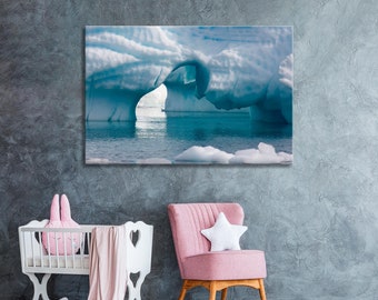 Antarctic Canvas Art, Landscape Wall Art, Icebergs Print Art, Sea Nature Canvas Art, Canvas Art, Nature Large Canvas, Blue Decor Canvas Art