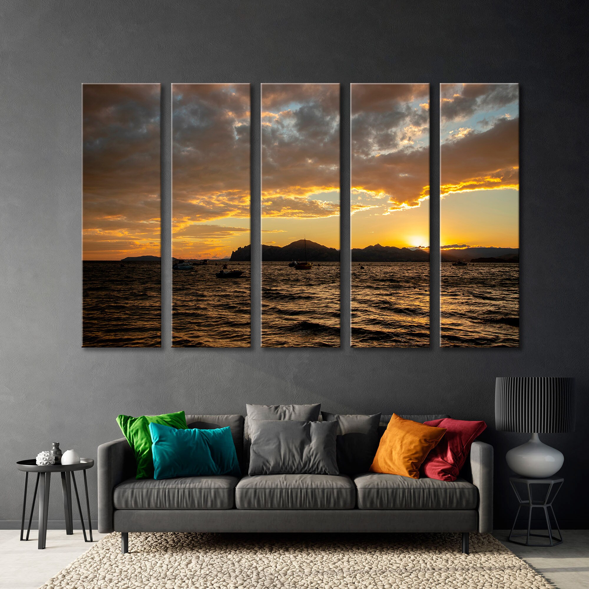KDXAOBEI Wall Art Decor Canvas Painting Landscape Sky Couds Color Lake  Canvas Prints Seascape Sunset Paintings For Room 30x40cm(12x16in) No Frame