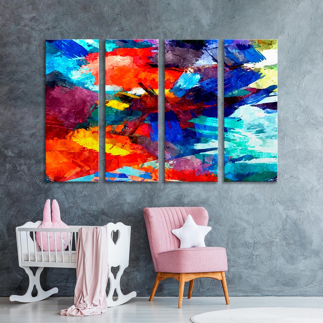 Abstract Wall Art, Abstract Canvas Print Art, Color Decor Print, Red