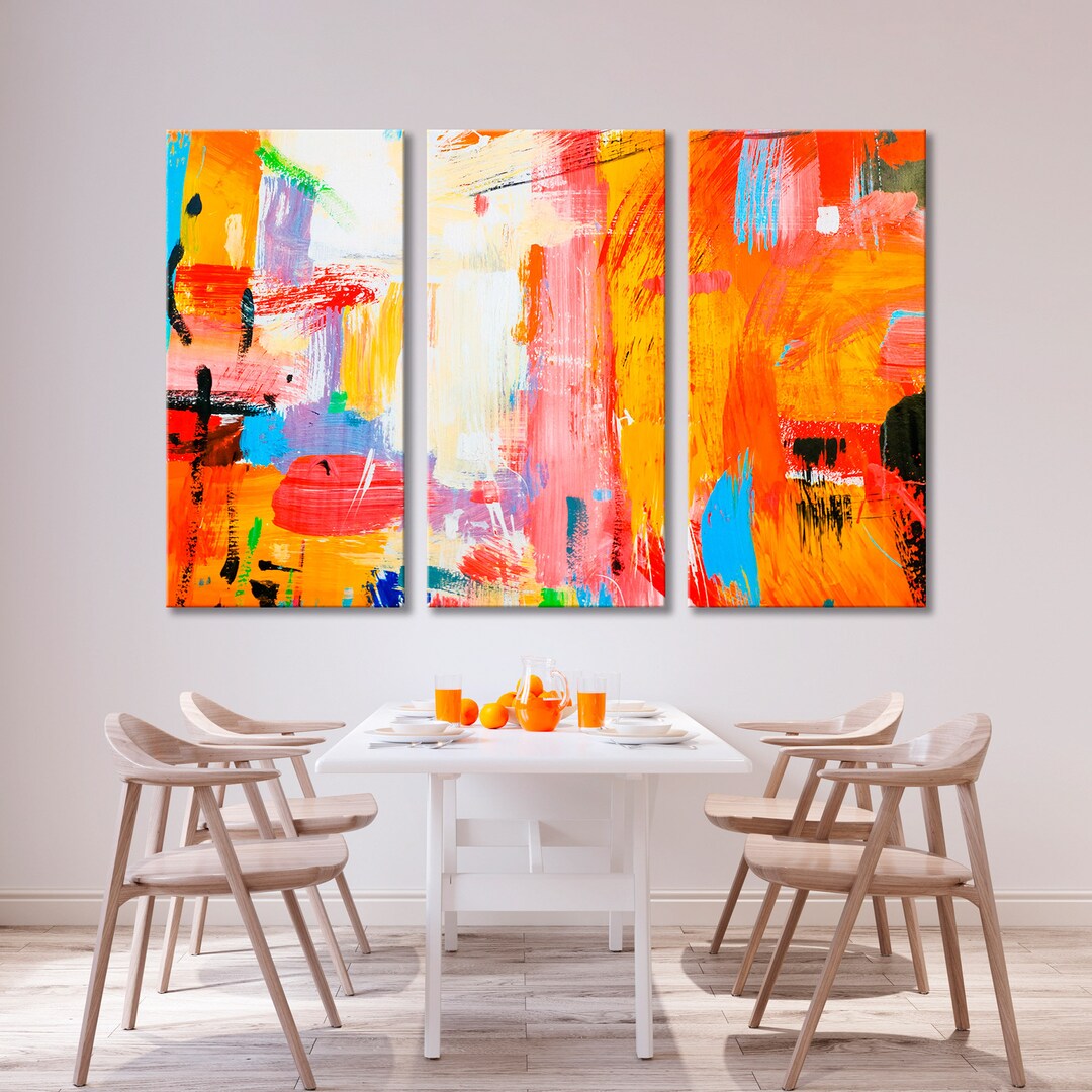 Colorful Abstract Canvas Art Print, Modern Wall Decor - Etsy