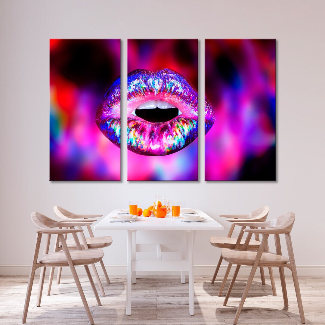 Glamorous Makeup Canvas Art, Makeup Wall Art, Purple Background Canvas