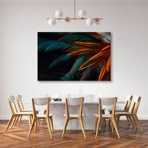 Bird Wing WallArt, Bird FeatherTexture WallArt, Bird Wing Canvas Art, Background Feathers Print, Black Background Wall Decor, Bird Decor Art