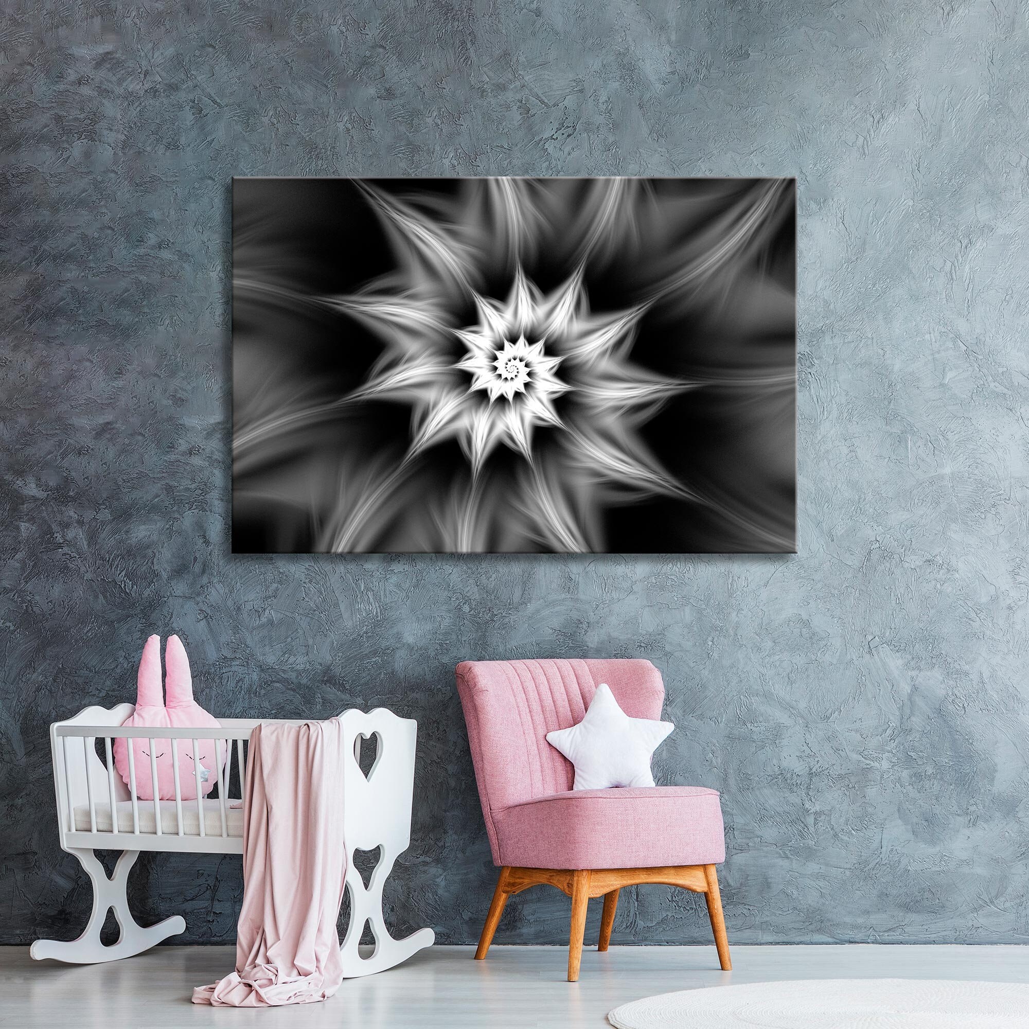 Black Gray Print Art BW Canvas Wall Art Abstraction Decor Etsy