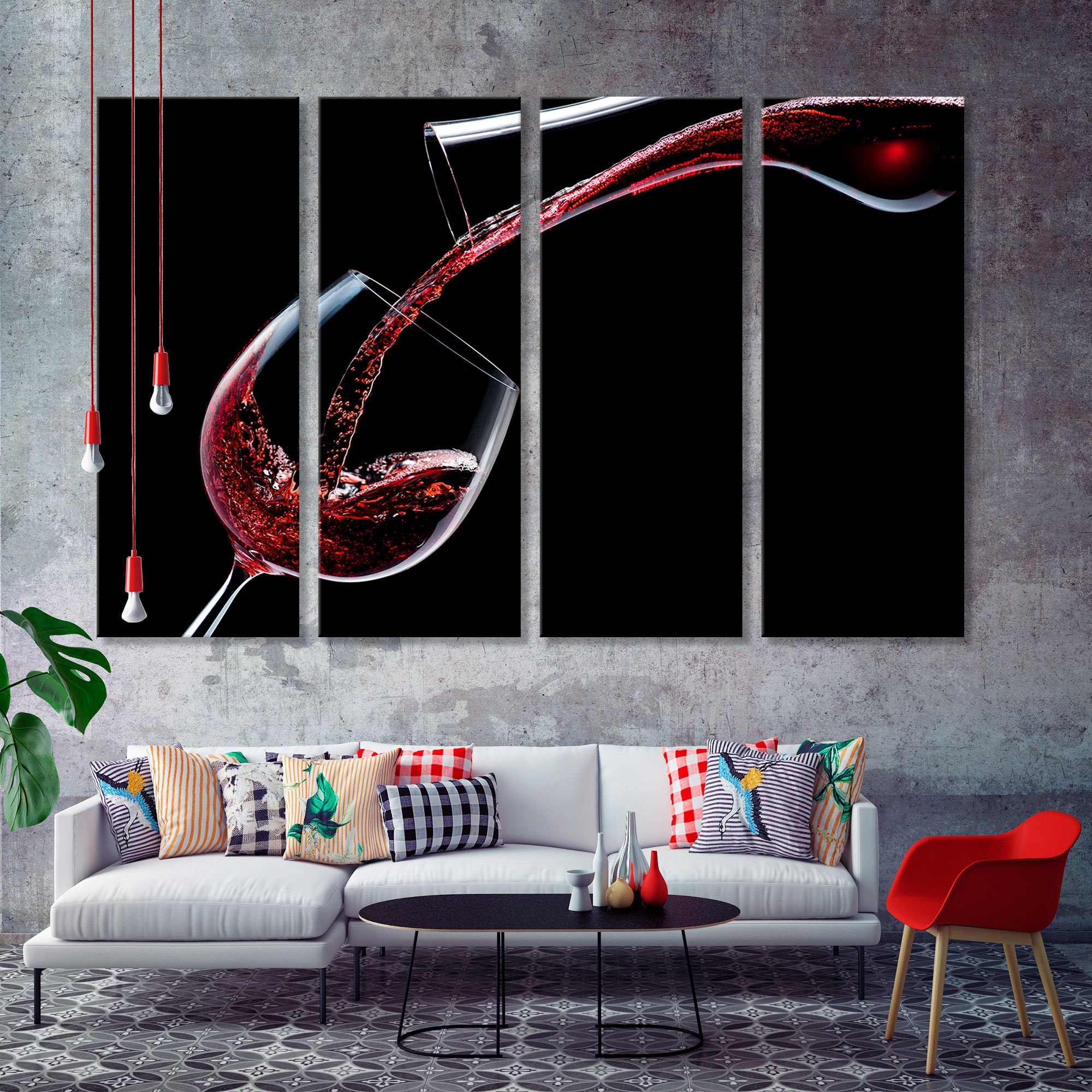 Red Wine Glass Canvas Print, Modern Bar Decor Art - Etsy