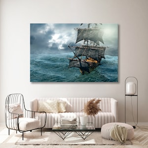 Sailing Boat Canvas Art, Sailfish WallArt, Sailing Ship Decor WallArt, Sailboat Decor Art, Sea Print Art,  Ocean Wall Art, Storm Decor Print
