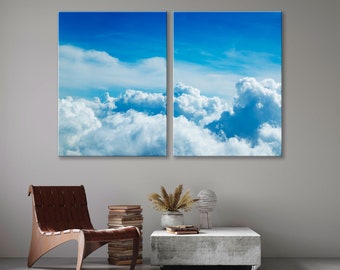 Sky Panoramic Art, Above Clouds Wall Art, Sky Print, Sky Art, Sky Panoramic Canvas Print, Sky Panoramic Print, Blue Sky Wall, Blue Art Decor