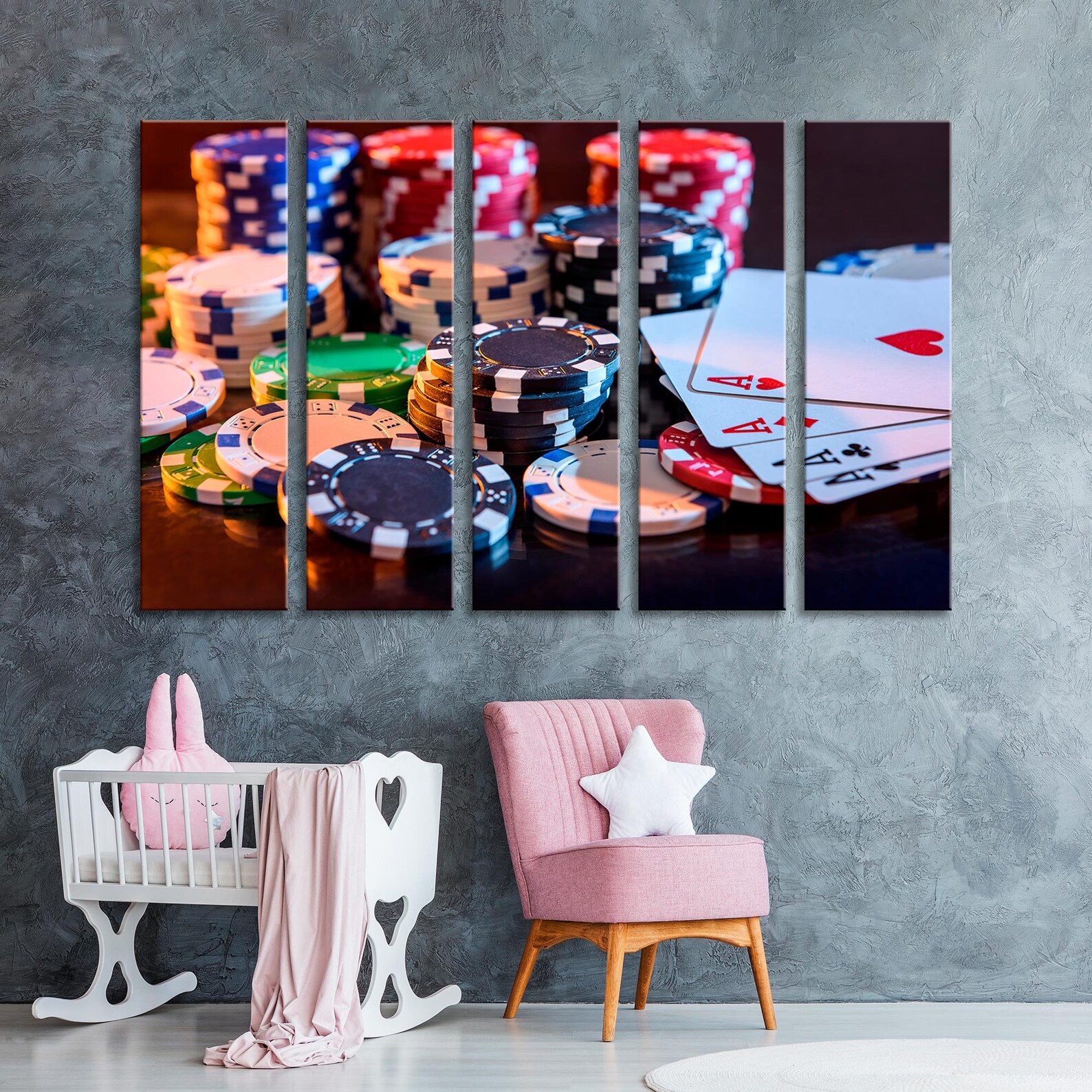 Playing Cards Canvas Art Poker Chips Wall Art Poker Chips Etsy