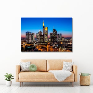 Frankfurt-Main Canvas Art, Buildings Wall Art, Architecture Wall Art, Germany Canvas Print Art, Town Canvas Wall Art, Night City Canvas Art