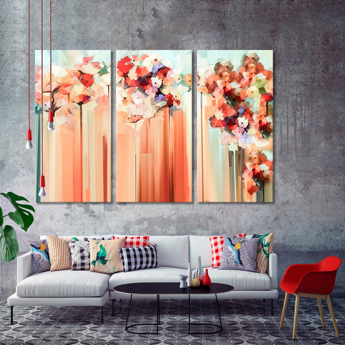 Abstract Colorful Background Wall Art Flowers Canvas Print Etsy UK