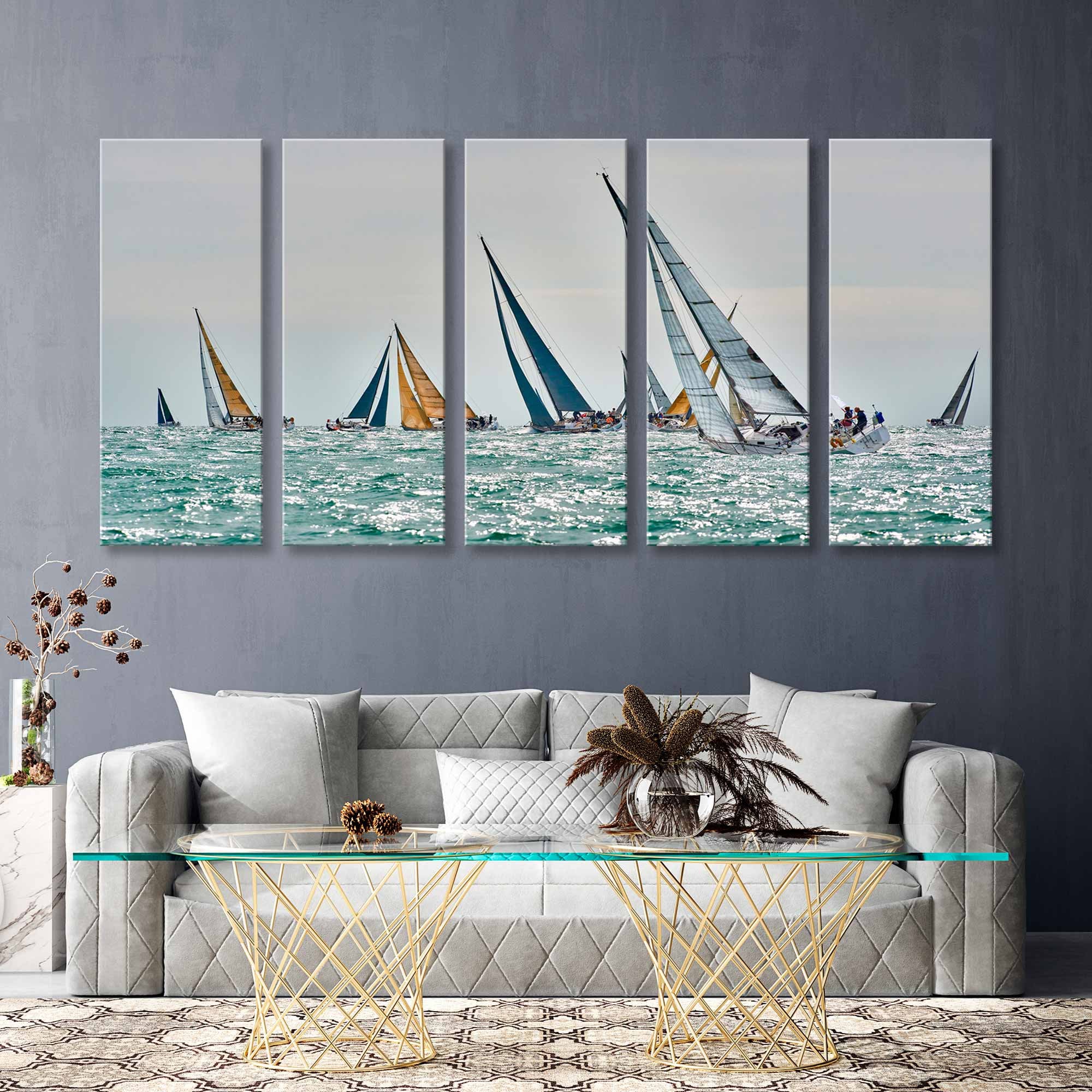Regatta Sailing Yachts Canvas Wall Art, Sea Decor - Etsy