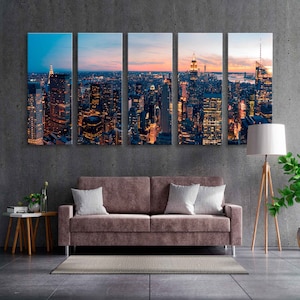 New York City Wall Art, New York Canvas Art, NYC Wall, New York City Aerial View Wall Art, NYC Art Decor,Art, NYC Amazing Sunset Art