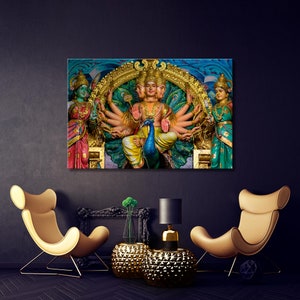 Sri Veeramakaliamman Hindu Temple Canvas Print, Temples Wall Art, Temples Print Art, Religion Temples Canvas  Print Art, Sculpture Wall Art
