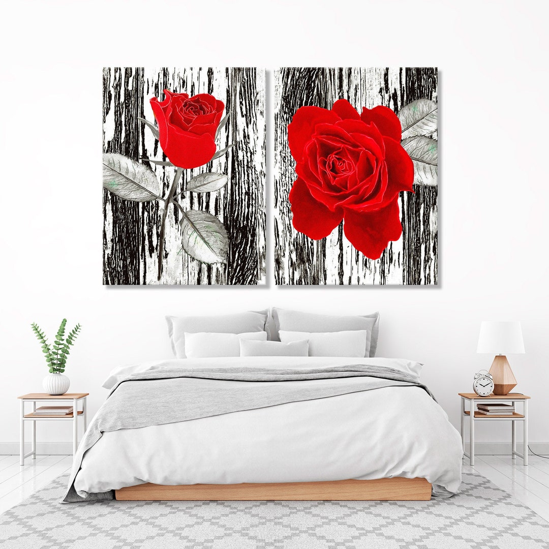 Light Background Red Roses Canvas Art, Red Roses Large Canvas, Roses