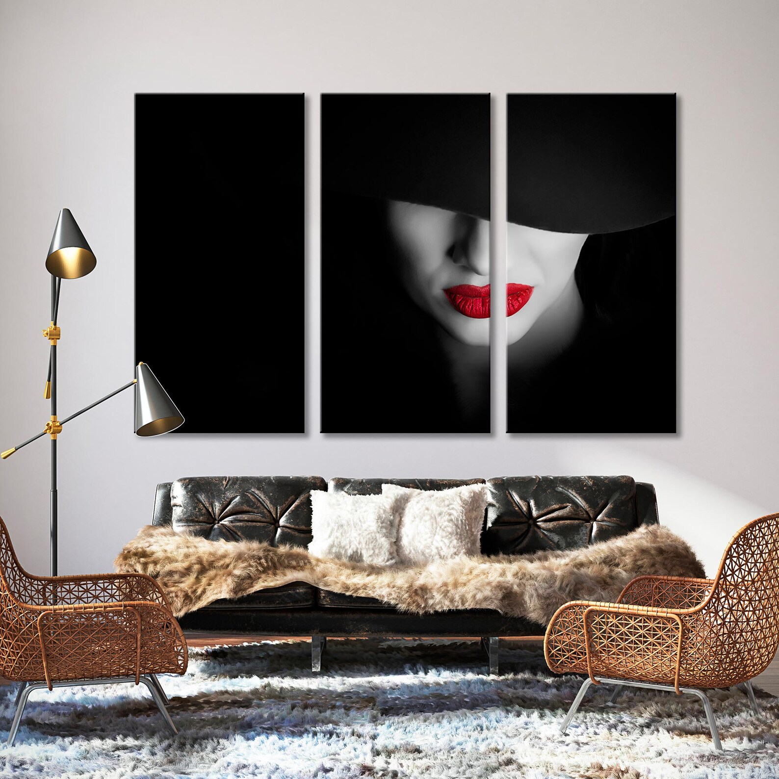 Schwarz weiß Leinwand Druck Kunst Portrait Mädchen Dekor | Etsy