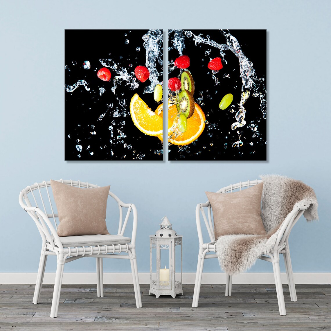 Fruit Fountain Wall Art Black Background Wall Art Fruits Etsy
