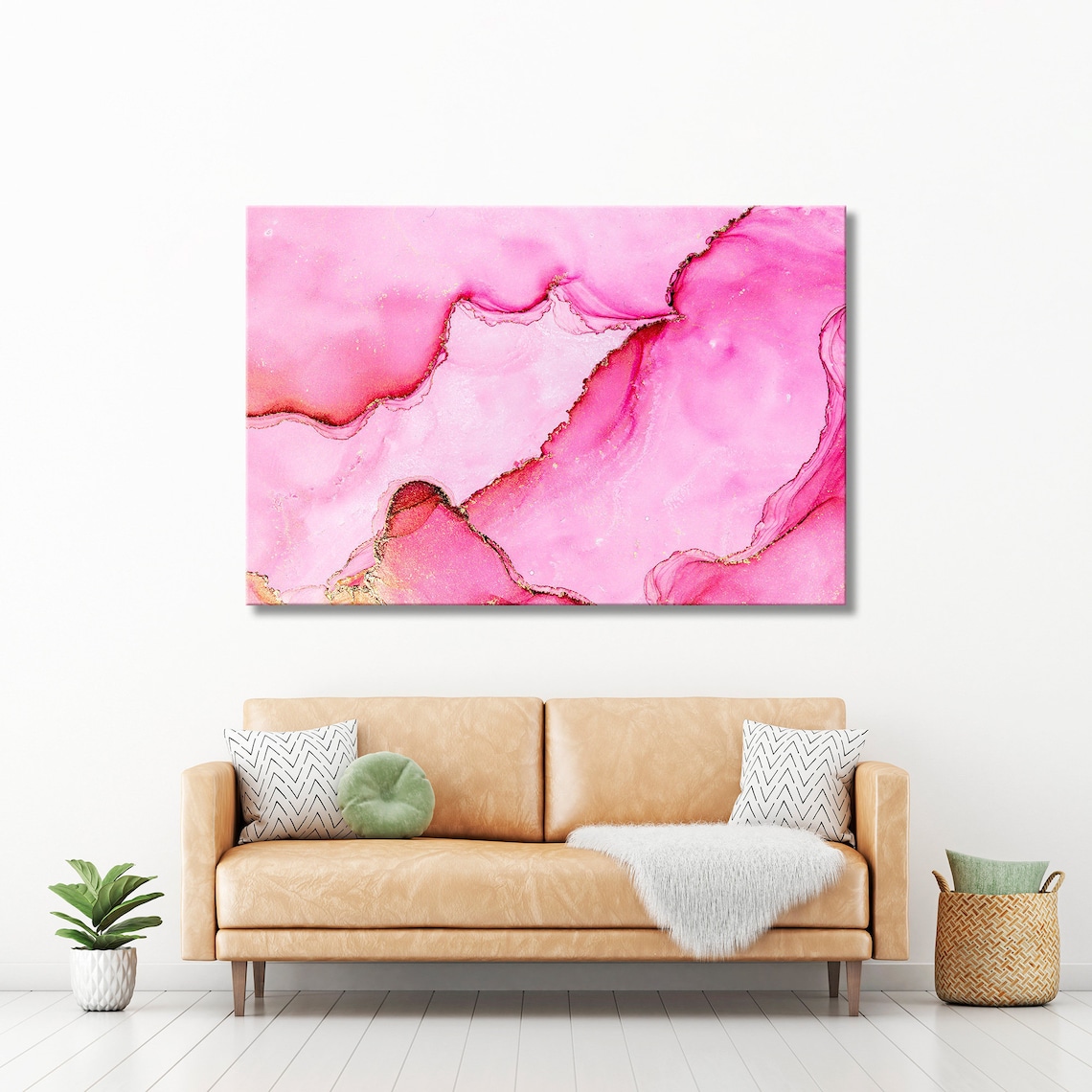 Pink Abstract Wall Art Pink Canvas Print Large Wall Art Etsy