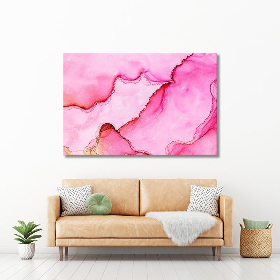 Pink Abstract Wall Art Pink Canvas Print Large Wall Art Etsy