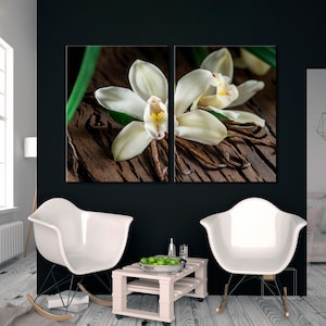 White Big Orchid Canvas Print Art, White Wall Art, Flowers Canvas Print, White Flower Wall Art, White Flowers Wall Print, Orchid Wall Art