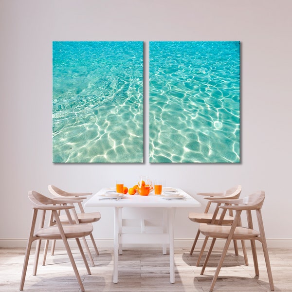 Blue Water Leinwanddruck, Küstenstrand Giclée-Kunstwerk