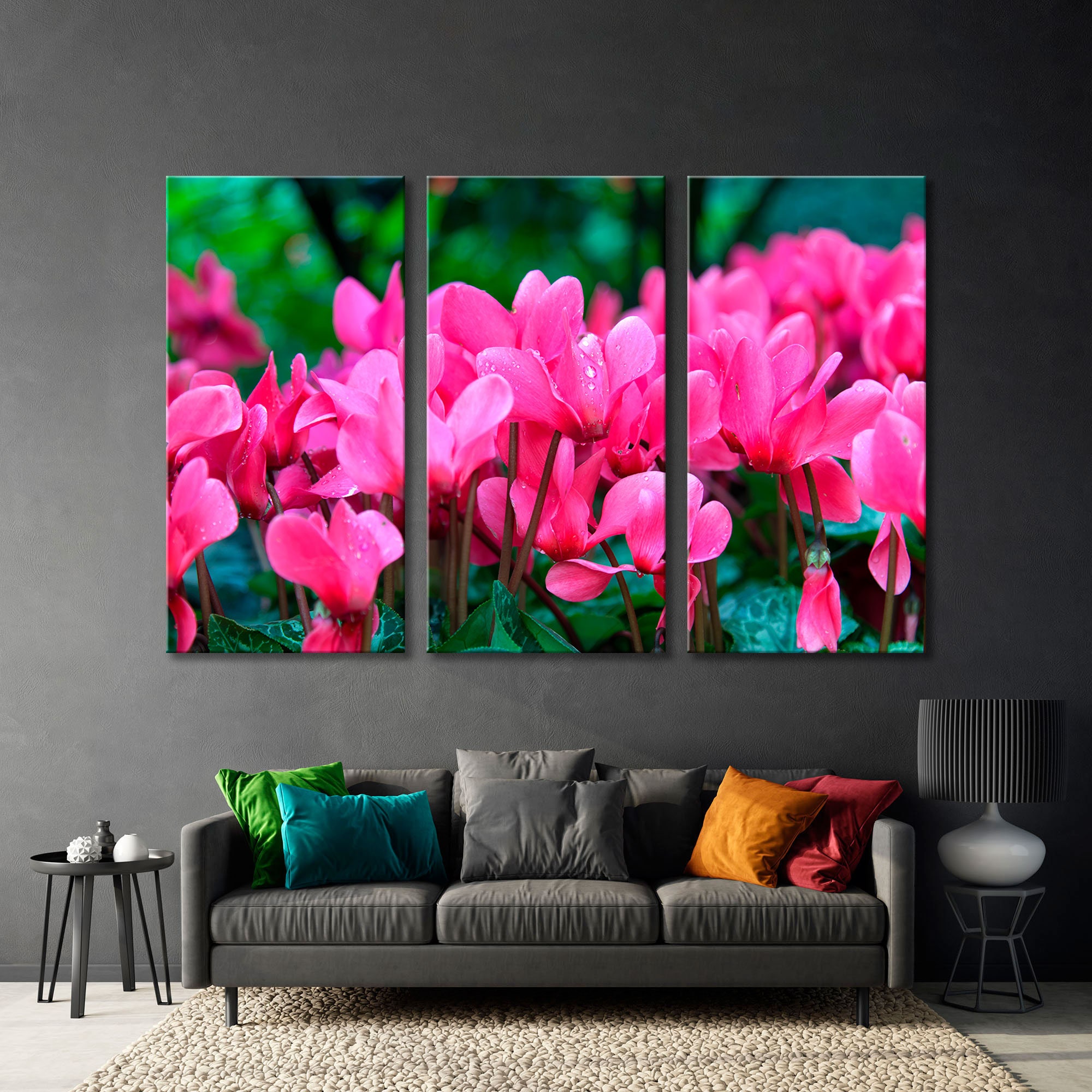 Cyclamen Wall Print, Pink Flowers Close up Decor Wall, Flowers Canvas Art, Pink Flowers Decor Wall Print, Flora WallArt, Nature Canvas Art