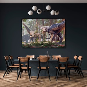 Peinture de dinosaure, Art de dinosaure, Mur de 4 panneaux, Dinosaure imprimable, Mur de toile de dinosaure, Mur d’art de dinosaure, Mur de dinosaure, Impression de dinosaure