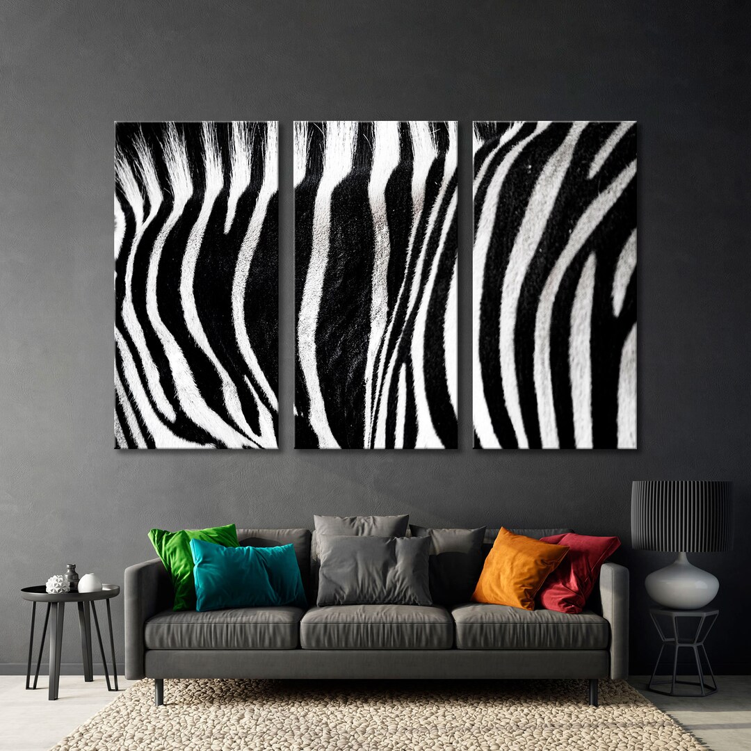 Black and White Zebra Print on Canvas, Modern Wall Art - Etsy