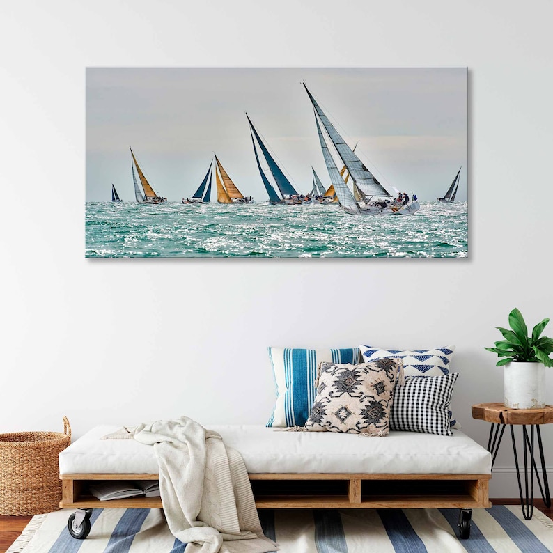 Regatta Sailing Yachts Canvas Wall Art, Sea Decor - Etsy