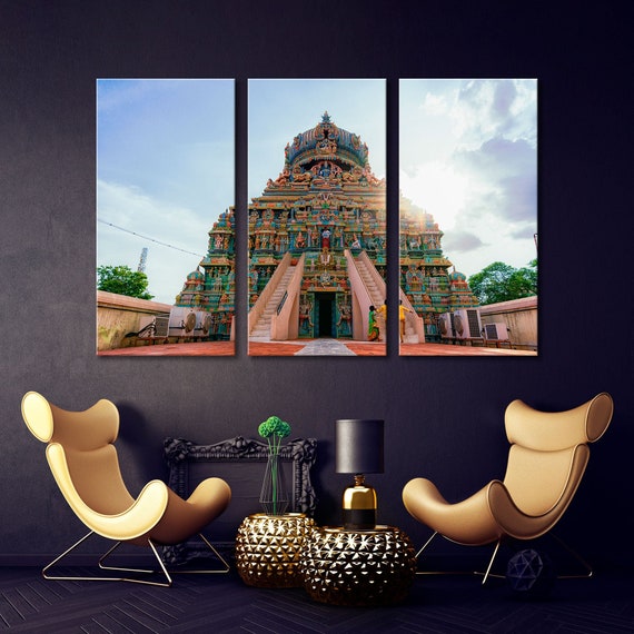 Koodal Alagar Temple Canvas Art Print, India Temple Wall Decor