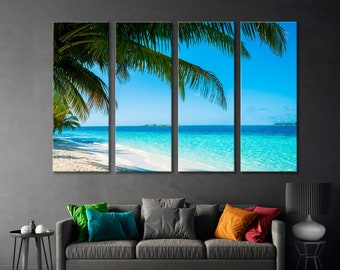 Tropical Sea Beach Photo, Beach Canvas Art, 4 Panel WallArt, Beach  Printable Art, Beach Wall Art, Tropical Sea Canvas, Sea Beach Decor Art