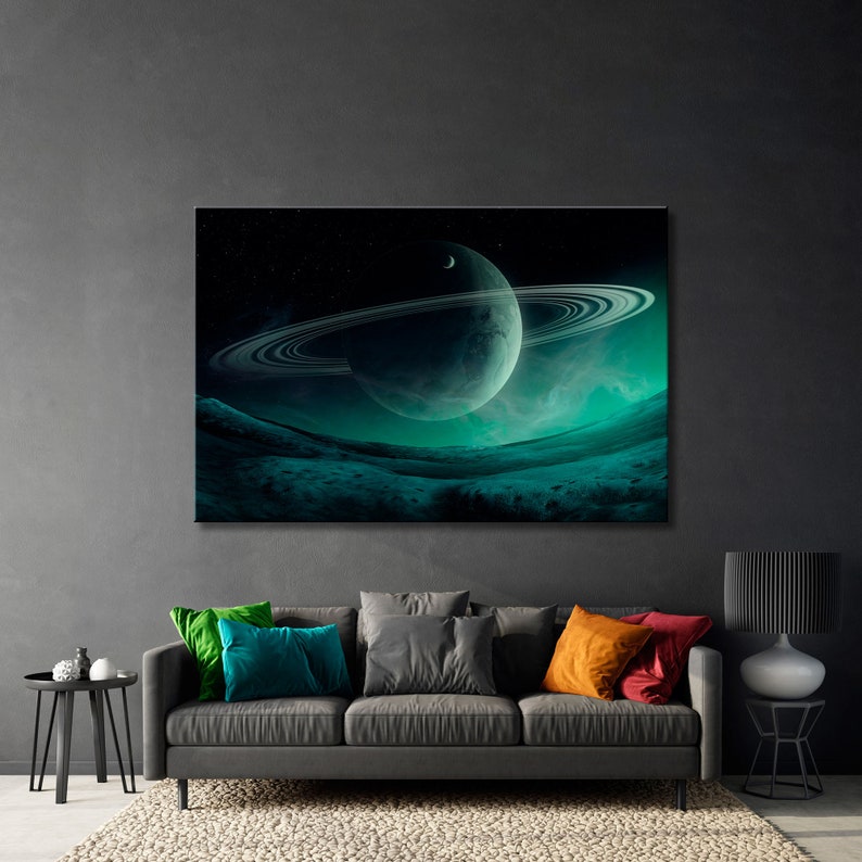 Night Sky Canvas Print, Fantasy Decor Print, Fantasy Space Canvas Art, Planet Canvas, Fantasy Wall Art, Space Decor Print, Black Decor Print 1 Panel