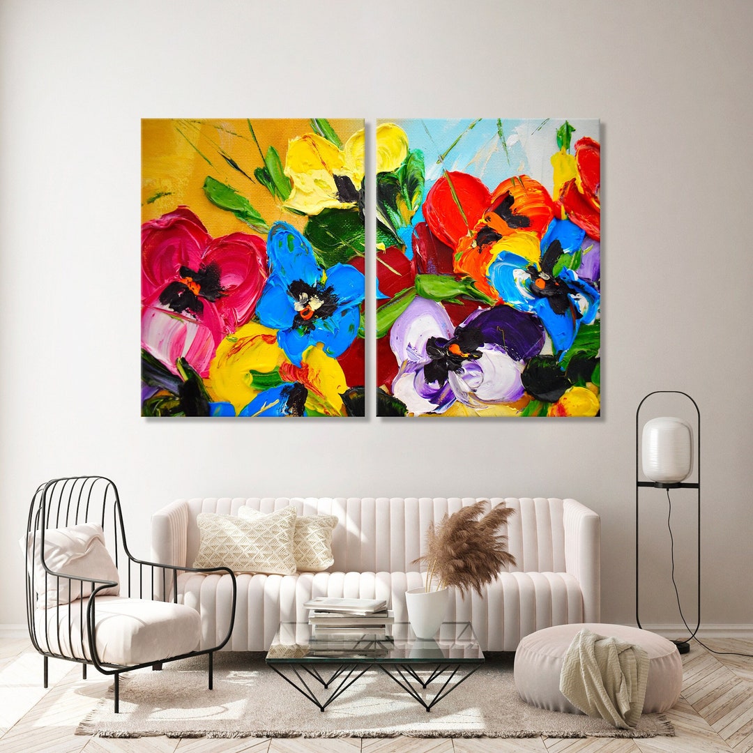 Abstract Floral Canvas Print, Colorful Flowers Wall Art - Etsy