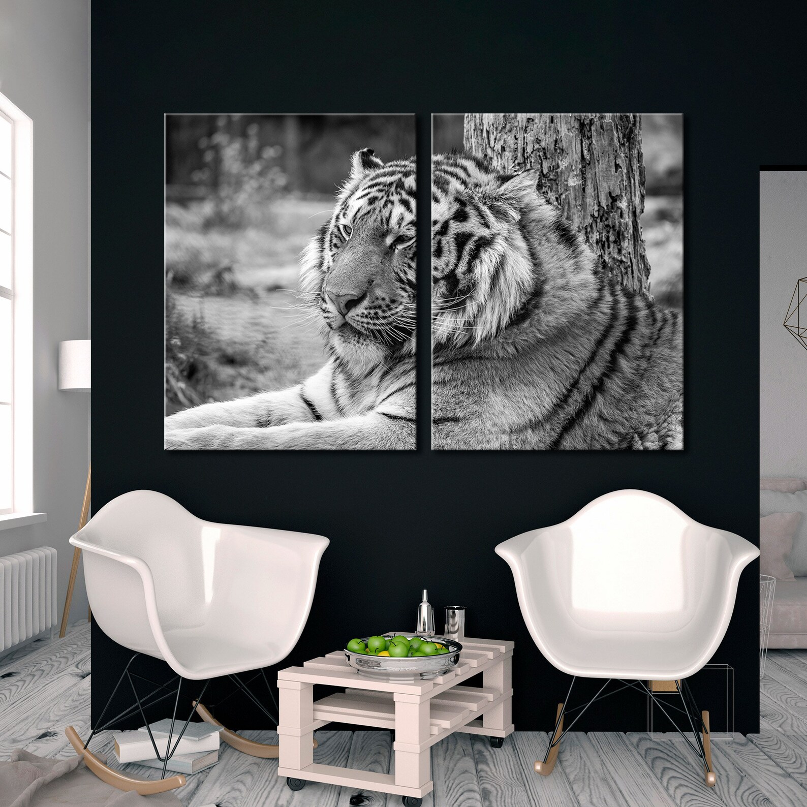 Tiger Canvas Art Tiger Canvas Wall Art Black Gray Print BW Etsy