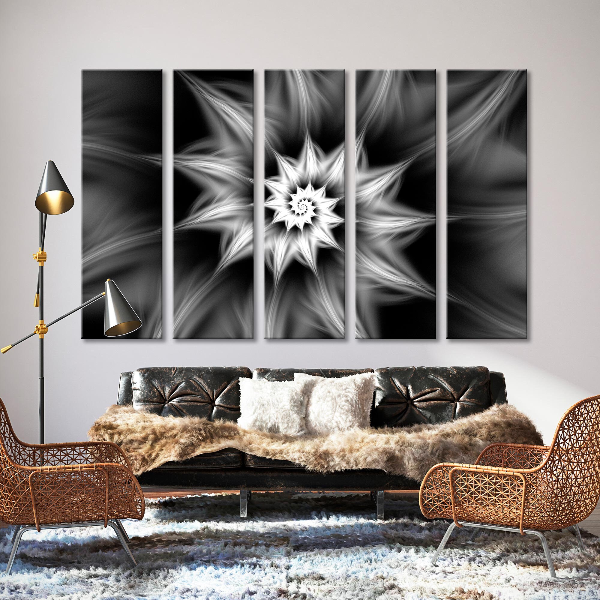 black white and grey canvas art