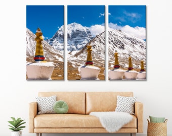 Mount Kailash Canvas Wall Art, Sacred Mountain Canvas Art, Mountain landscape Print Wall Art, Mountains Canvas Print, 5 Panel Canvas Tibet