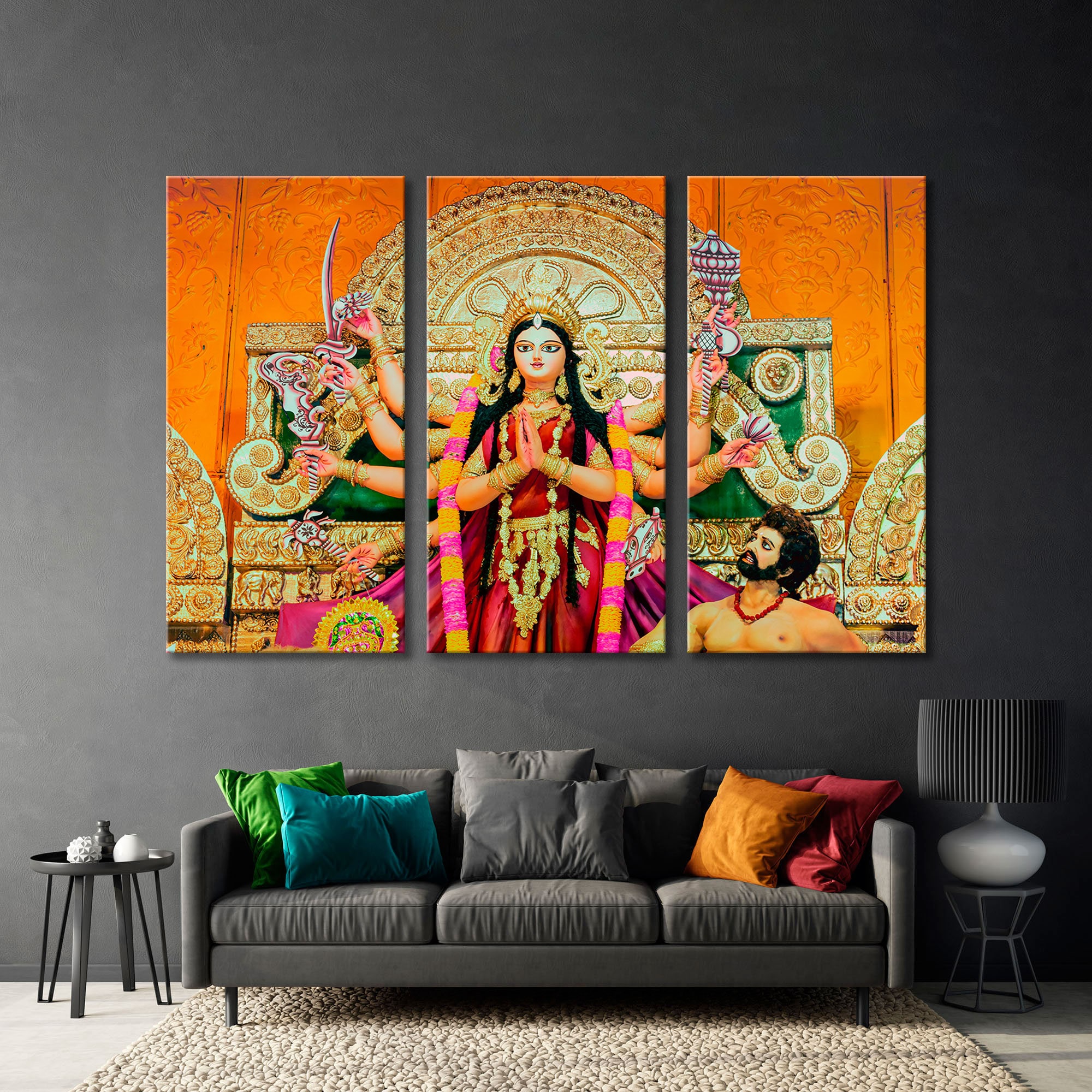 Maa Durga's Face Canvas Print, Durga Puja Wall Art, India Print Wall Art, Religion Temples Canvas  Print Art, Sculpture India Wall Art