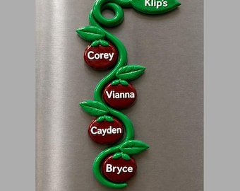 Imán personalizado de árbol genealógico / Imán personalizado de vides de cerezo / Imán de nevera con apellido familiar / Regalo para mamá / Regalo para abuela / Nombres personalizados