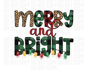 Merry and Bright l Funny l Christmas l Holidays l Santa Claus l PNG l Instant Download l Sublimation l Waterslide l