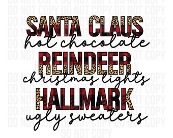 Santa Claus Hot Chocolate Reno Luces de Navidad Sello distintivo Suéteres feos l PNG l Descarga instantánea l Sublimación l Tobogán acuático l