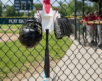 Baseball Fence Organizer | Ballpark Buddy | Dugout Gear Holder | Softball Mom Gift | Fence Caddy for Gloves, Bats & Gear