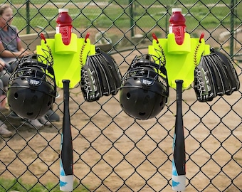 Softball Fence Organizer | Ballpark Buddy | Dugout Gear Holder | Softball Mom Gift | Fence Caddy for Gloves, Bats & Gear