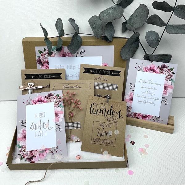 Personalisiertes Geburtstagsgeschenk mit Blumenmotiv für Frauen, Freundin, Schwester, Arbeitskollegin, Geschenkbox zum Geburtstag