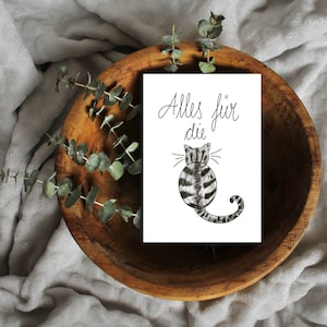 Karte Katze, Postkarte Alles für die Katz,Karte Katzenliebe,0