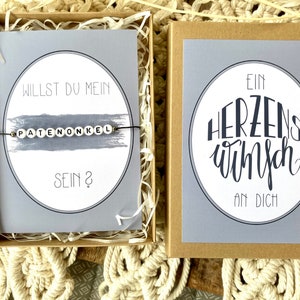 Möchtest du mein Patenonkel sein?, Frage an Patenonkel, Geschenk für Patenonkel, Armband für Patenonkel, Geschenkbox für Patenonkel
