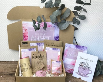 Personalisiertes Geburtstagsgeschenk für Frauen im Watercolor Design, Geschenkbox zum Geburtstag für Schwester, Freundin, Mutter, Geschenk